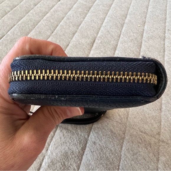 MICHAEL KORS Navy Blue Pebble Leather Full Zippered Wallet Wristlet Orig $145 - Picture 4 of 12